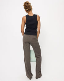 Double Button Rayon Low-rise Trousers - Taupe