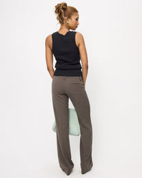 Button-Front Ribbed Tank Top