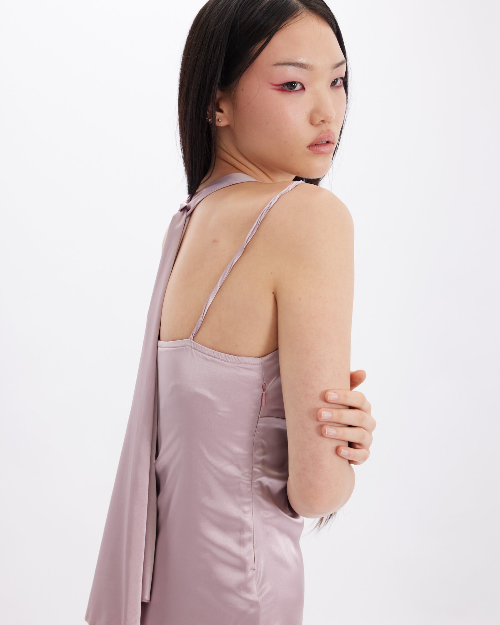 Satin Neck Tie Dress
