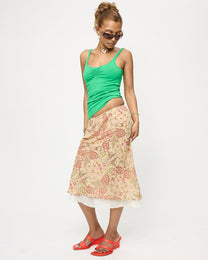 Ruched Scoop Neck Tank Top - Emerald