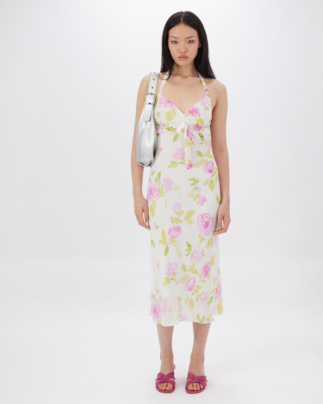 Floral Chiffon Halter Dress