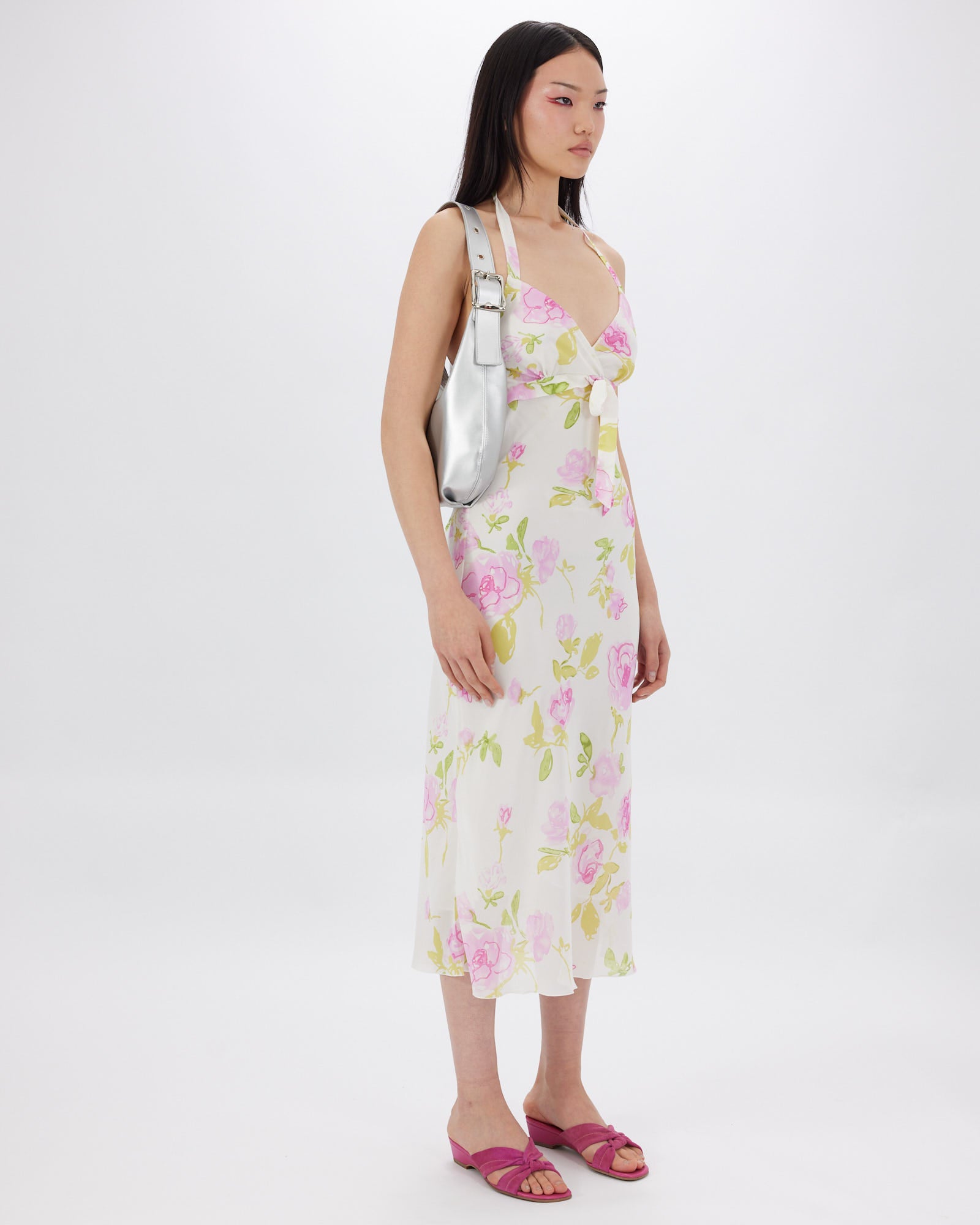 Floral Chiffon Halter Dress