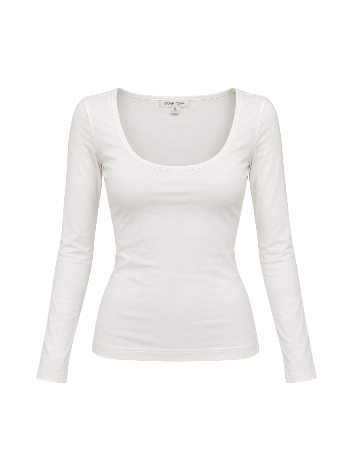 Scoop Neck Long Sleeve Cotton Top