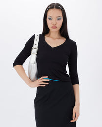 Stretch Contrast V-Neck