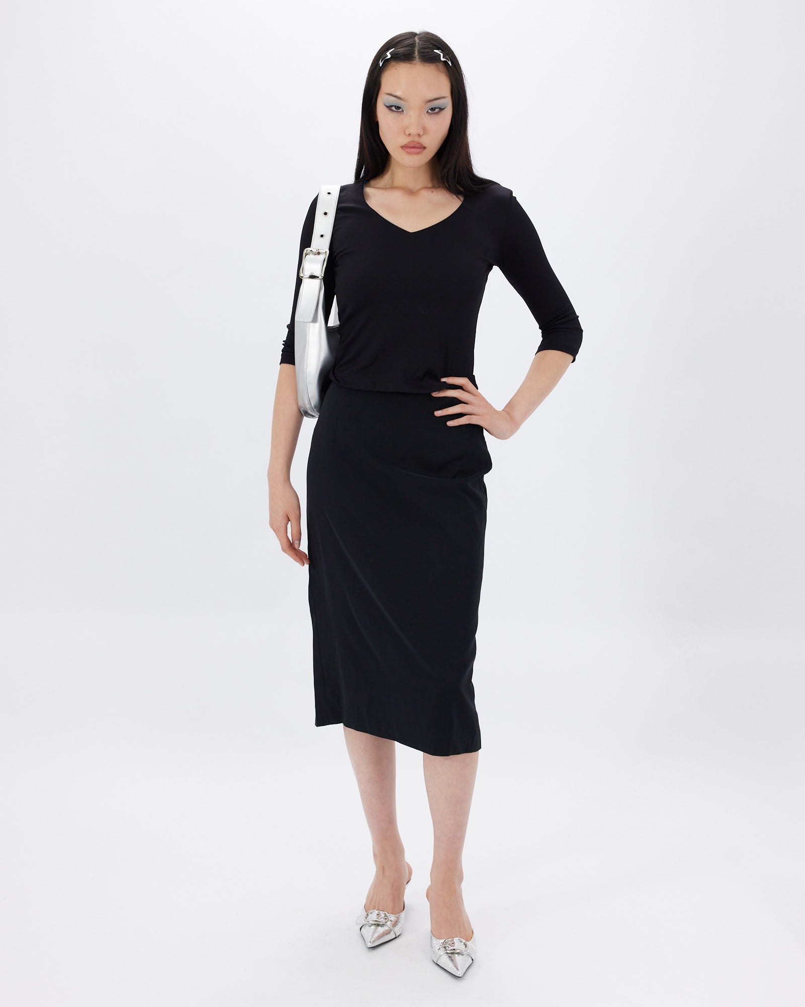 Stretch Contrast V-Neck