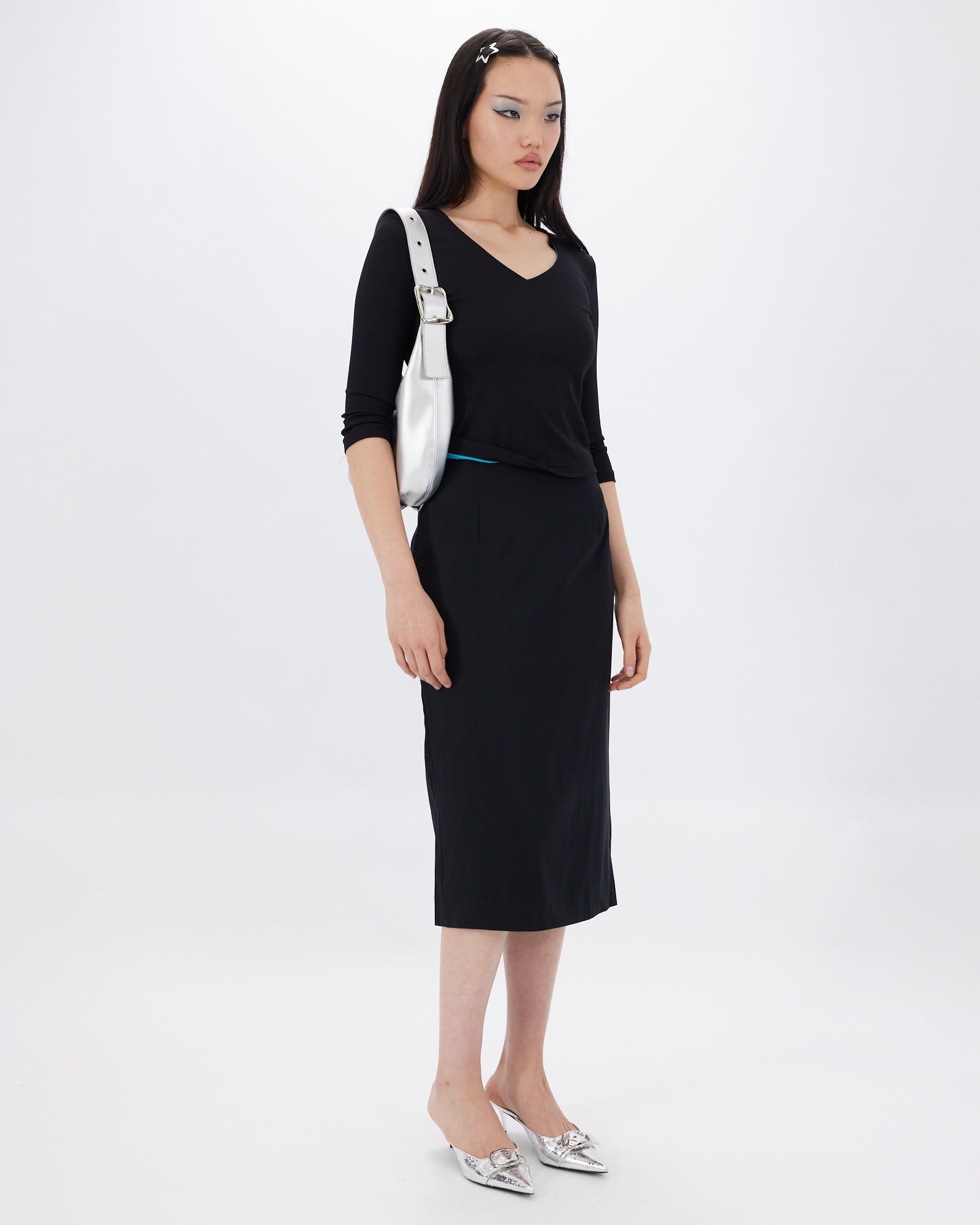 Stretch Contrast V-Neck