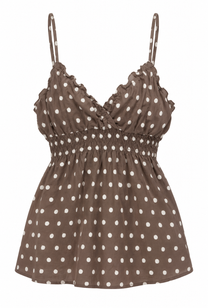 [COMING SOON] Polka Embroidered Babydoll Cami - Taupe