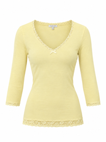Lace Neckline Long Sleeve - Yellow