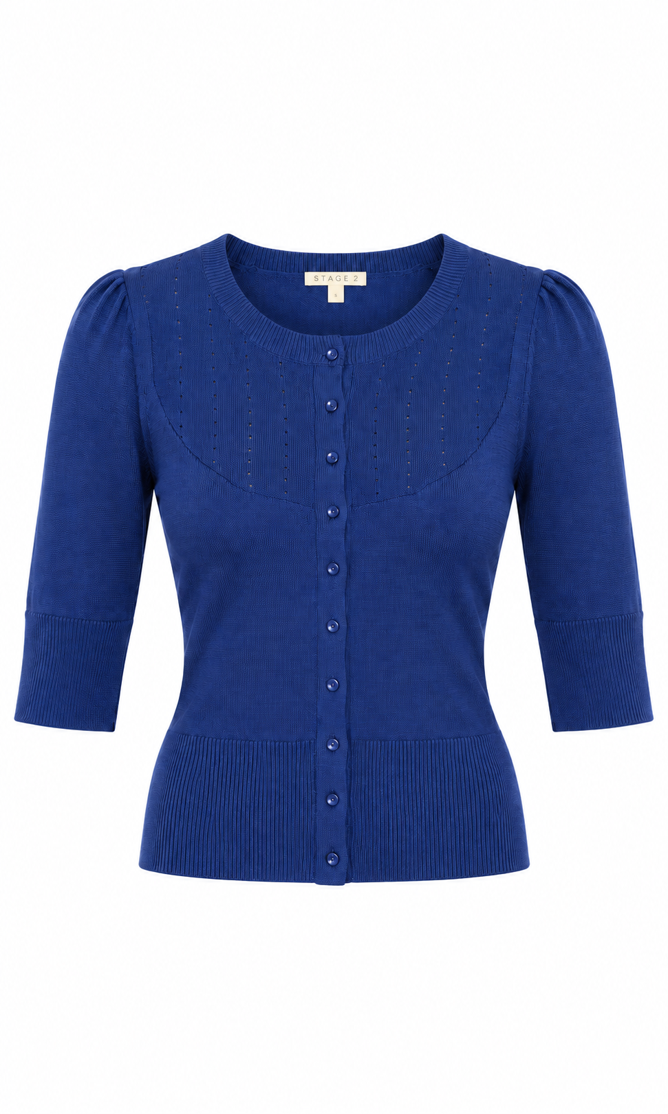 Three Quarter Puff Sleeve Knit Blouse