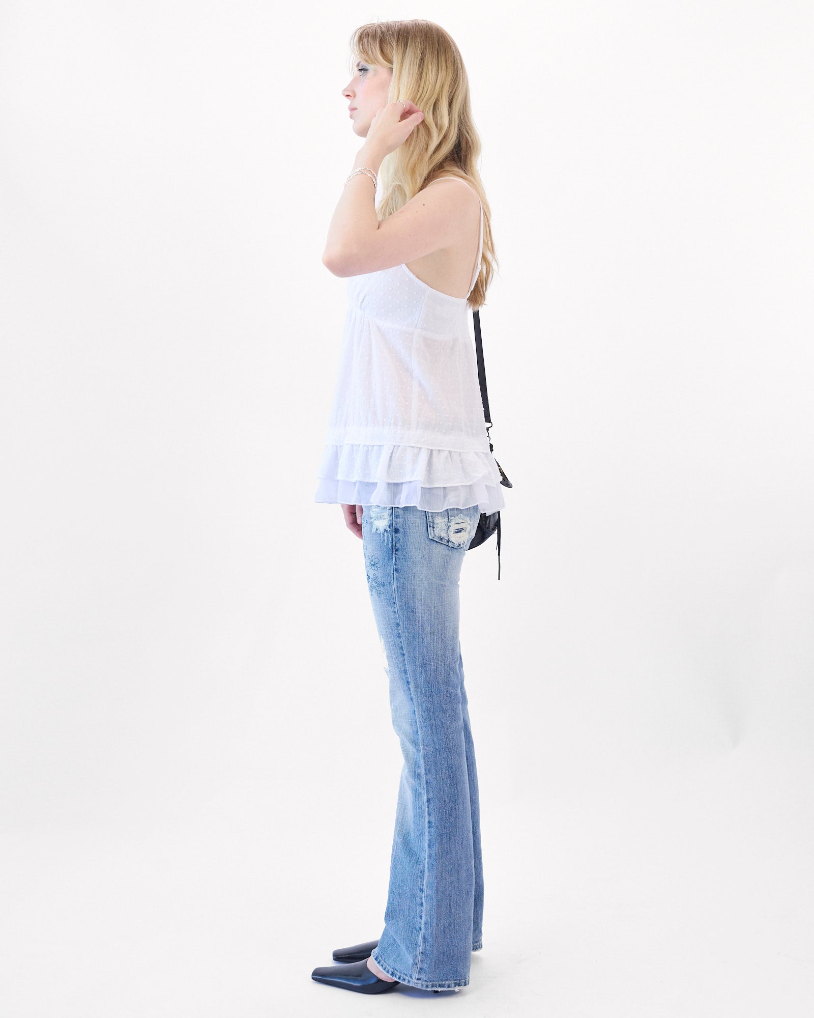 Distressed Light Denim Floral Jean
