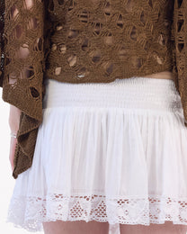 Cotton Gauze Lace Mini Skirt