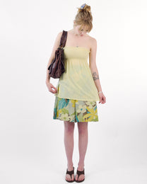 Ruched Cotton Bandeau Top - Butter Yellow
