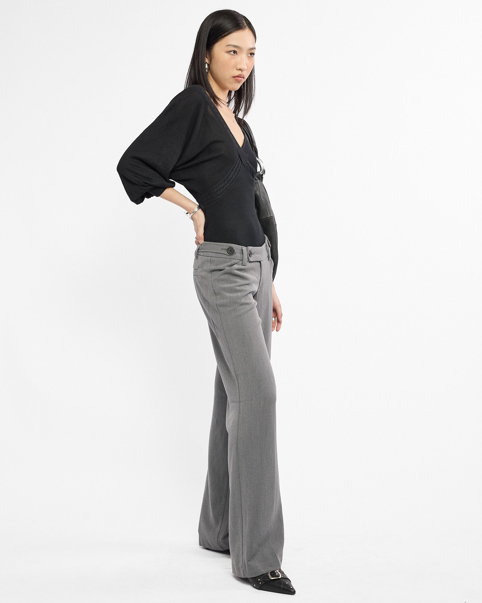Double Button Rayon Lowrise Trousers
