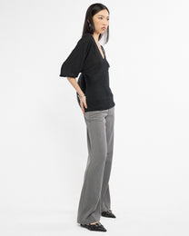 Viscose Knit Batwing Sleeve Top - Black