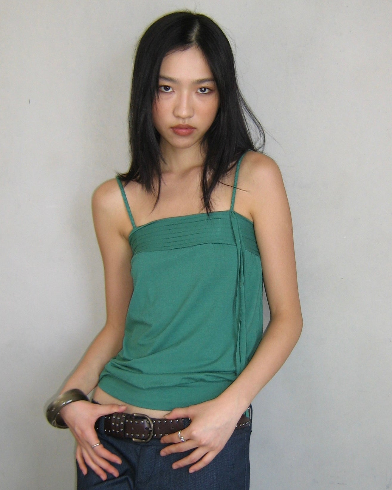 Braided Spaghetti Strap Cami - Jade