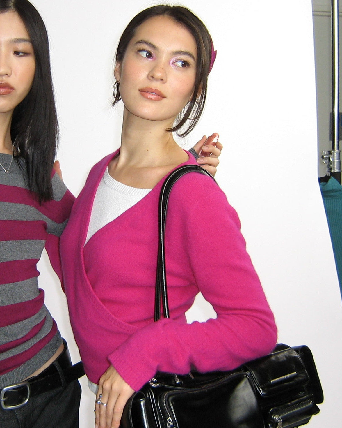 Lambswool Angora Wrap Top - Fuchsia