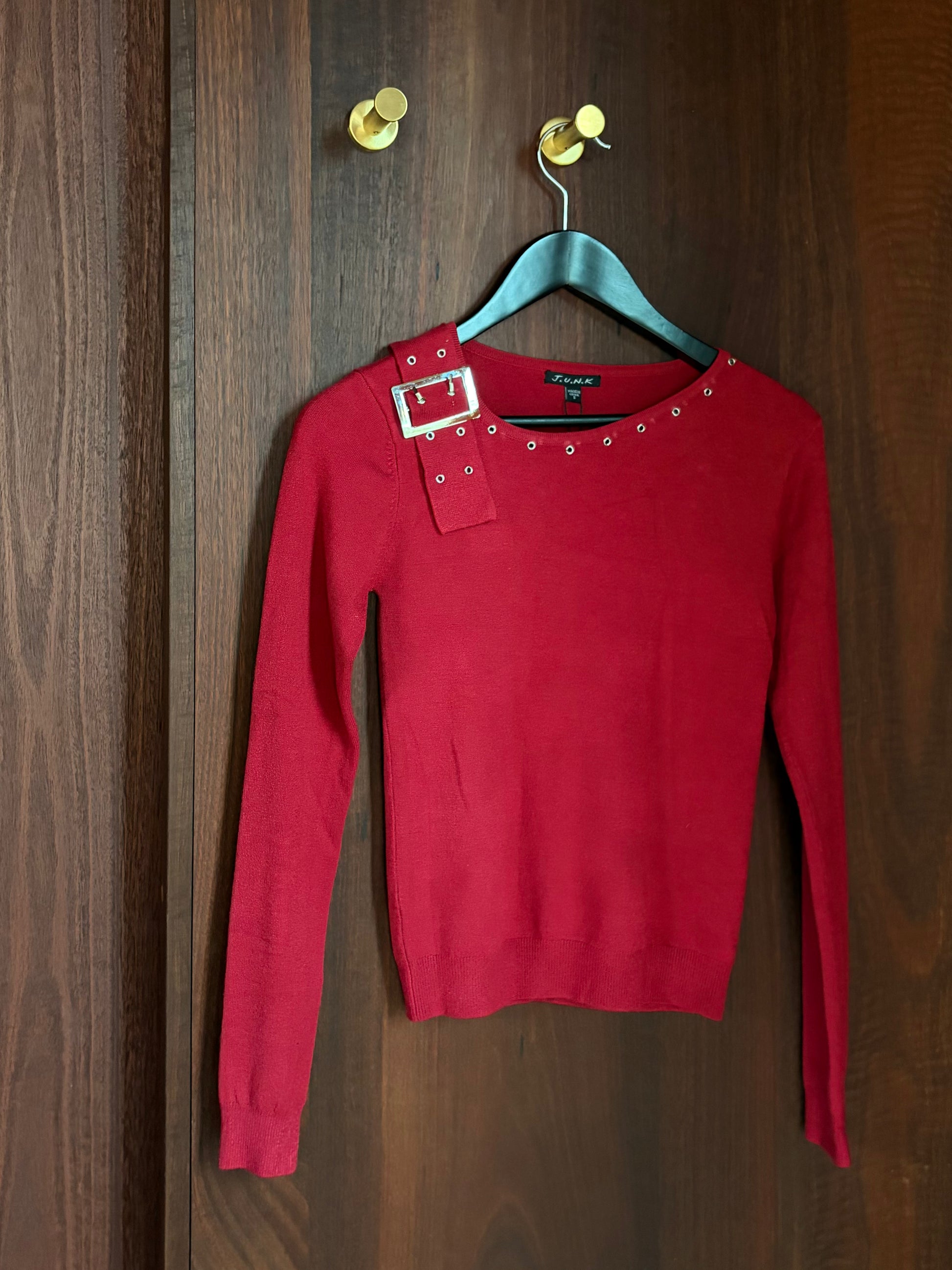 Buckled Rayon Knit Sweater
