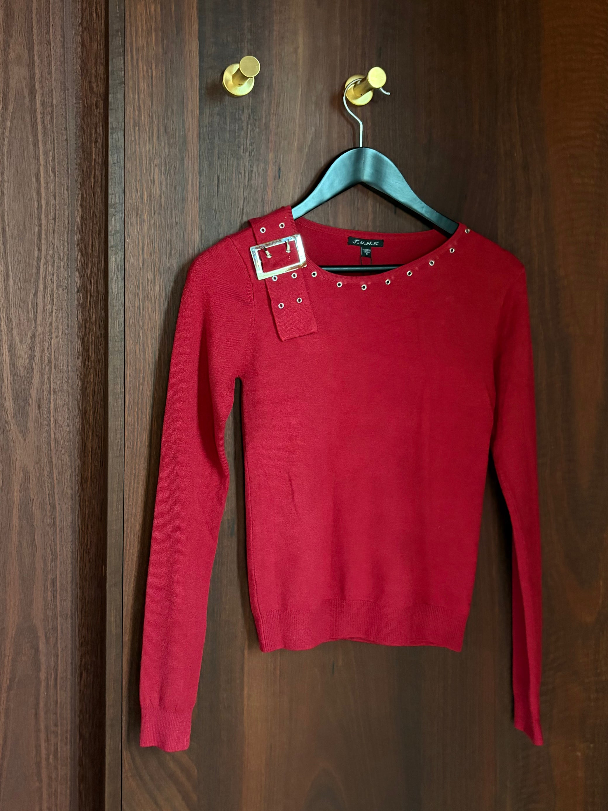 Buckled Rayon Knit Sweater