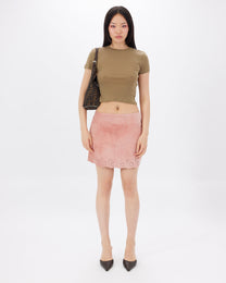Suede Cutout Mini Skirt