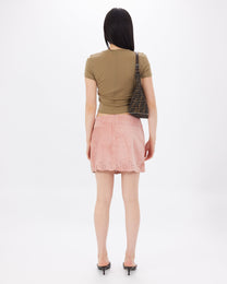 Suede Cutout Mini Skirt
