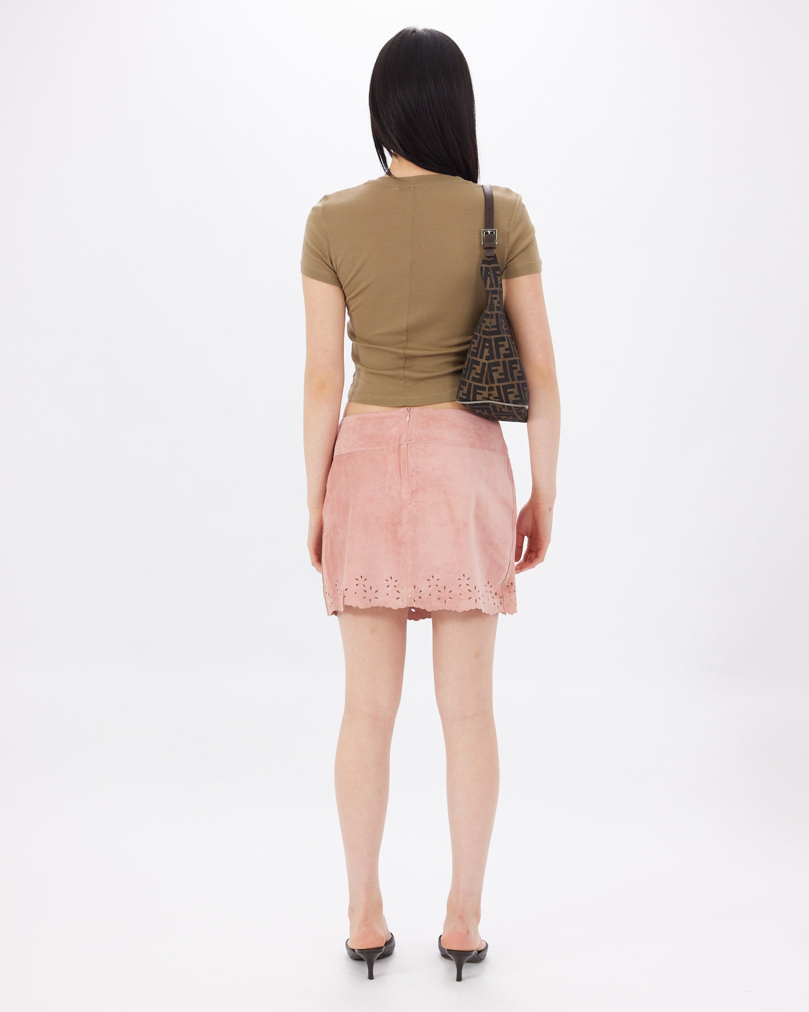 Suede Cutout Mini Skirt
