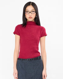 Angora High Neck Knit Top