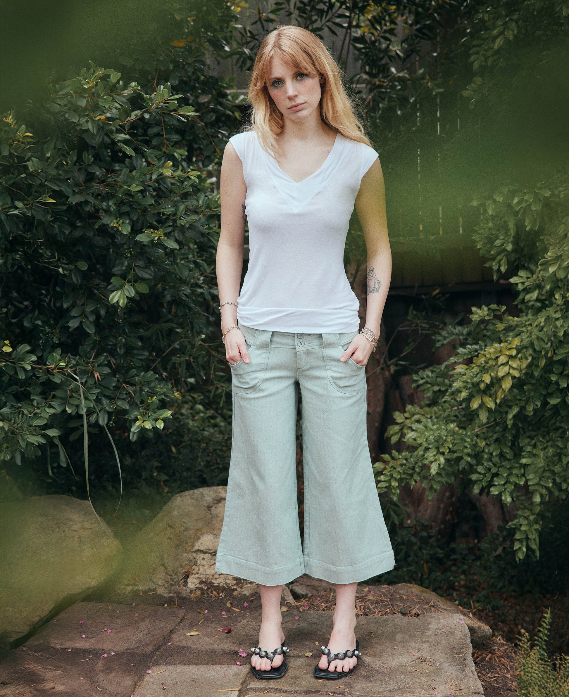 Belted 3/4 Wide Jorts - Teal