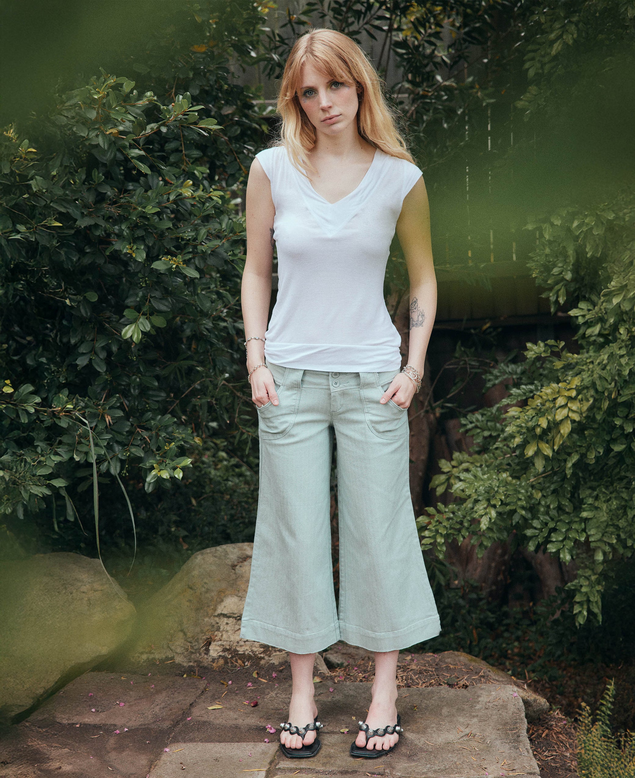 Belted 3/4 Wide Jorts - Teal