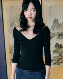 Deep V Rayon Knit Top
