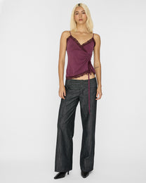 [PRE-ORDER] Adjustable Drawstring Lace Cami - Plum