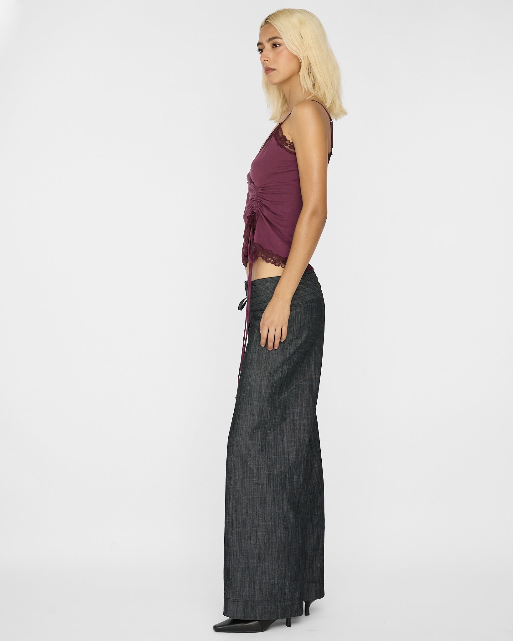 [PRE-ORDER] Adjustable Drawstring Lace Cami - Plum