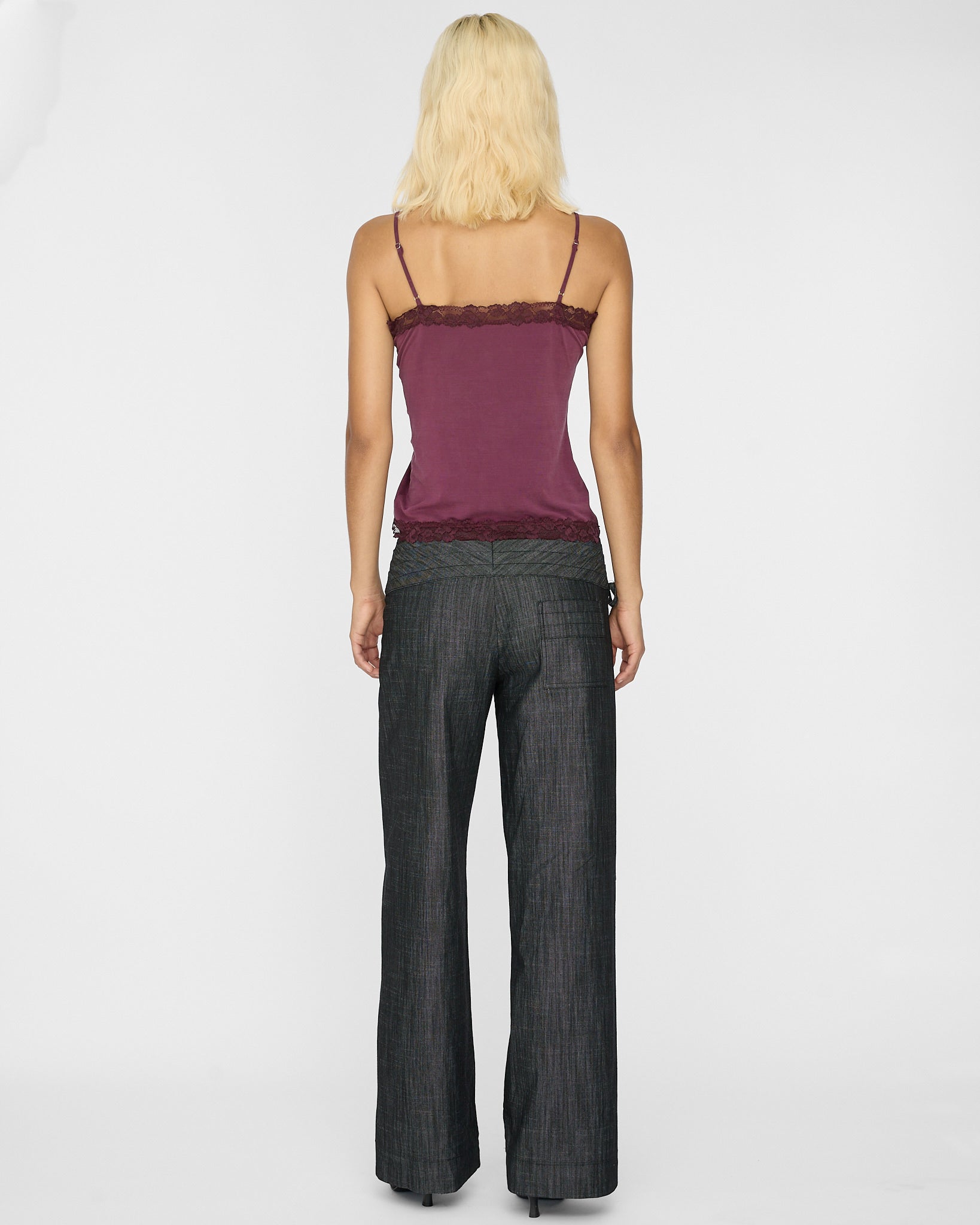 [PRE-ORDER] Adjustable Drawstring Lace Cami - Plum