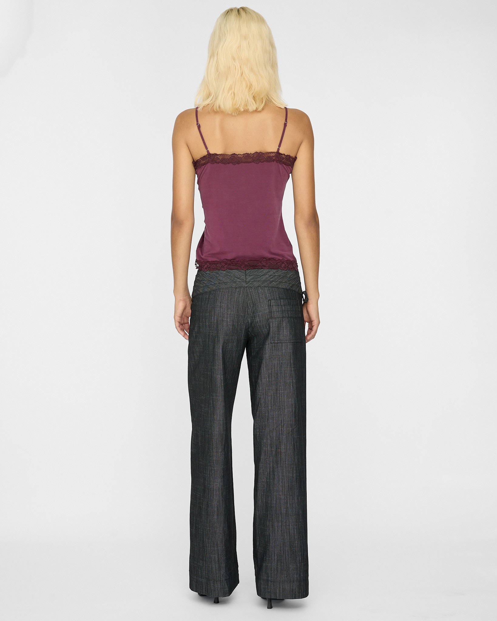 Wide Waistband Tie Pant - Charcoal