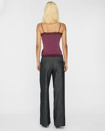 Wide Waistband Tie Pant - Charcoal