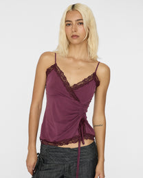 [PRE-ORDER] Adjustable Drawstring Lace Cami - Plum