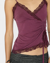 [PRE-ORDER] Adjustable Drawstring Lace Cami - Plum