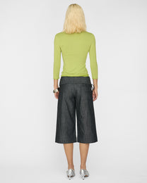 Wide Waistband Tie Capri - Charcoal