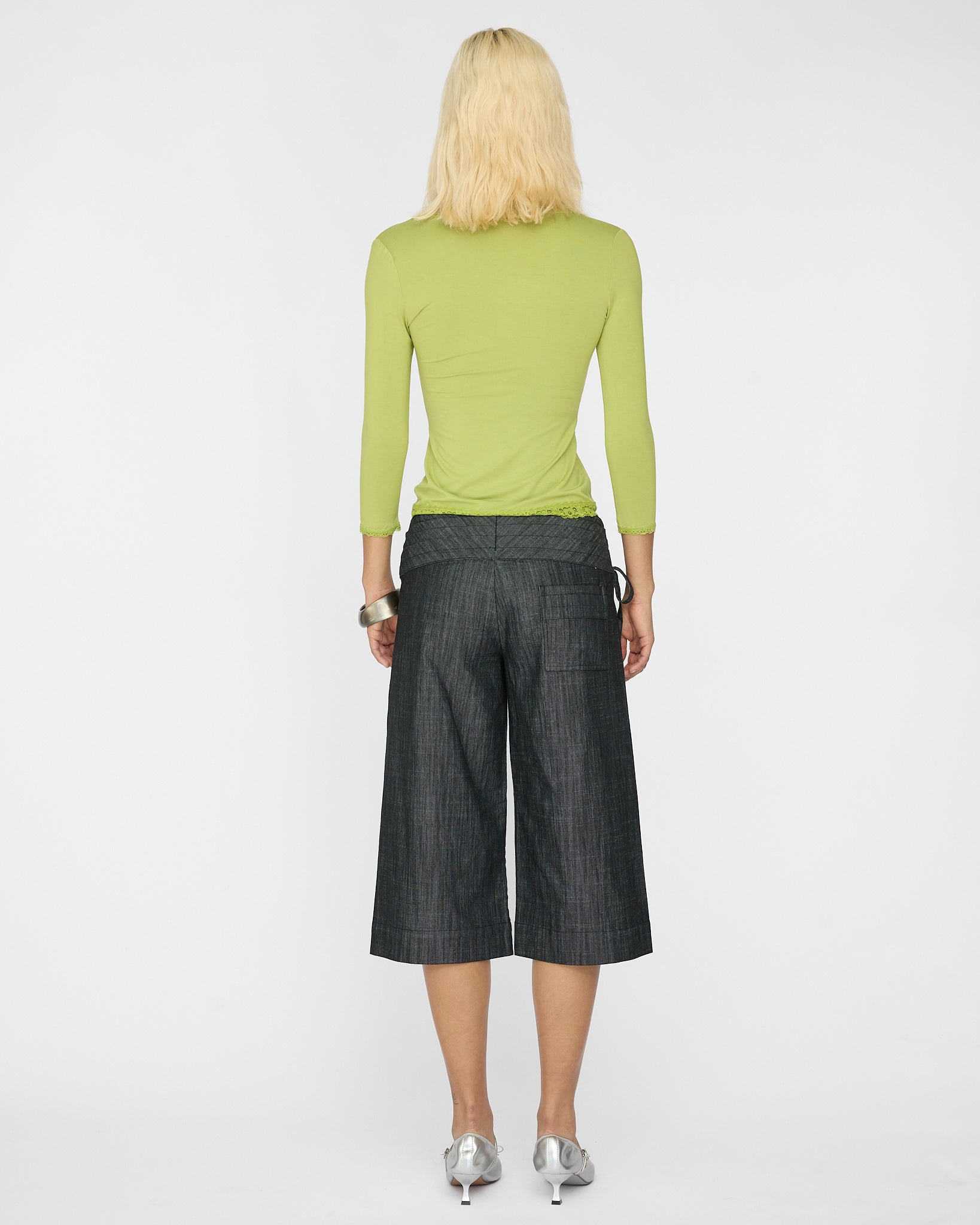 Lace Neckline Long Sleeve - Chartreuse