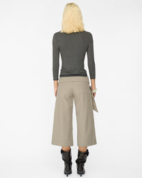 Lace Neckline Long Sleeve - Charcoal