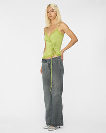 [PRE-ORDER] Adjustable Drawstring Lace Cami - Chartreuse