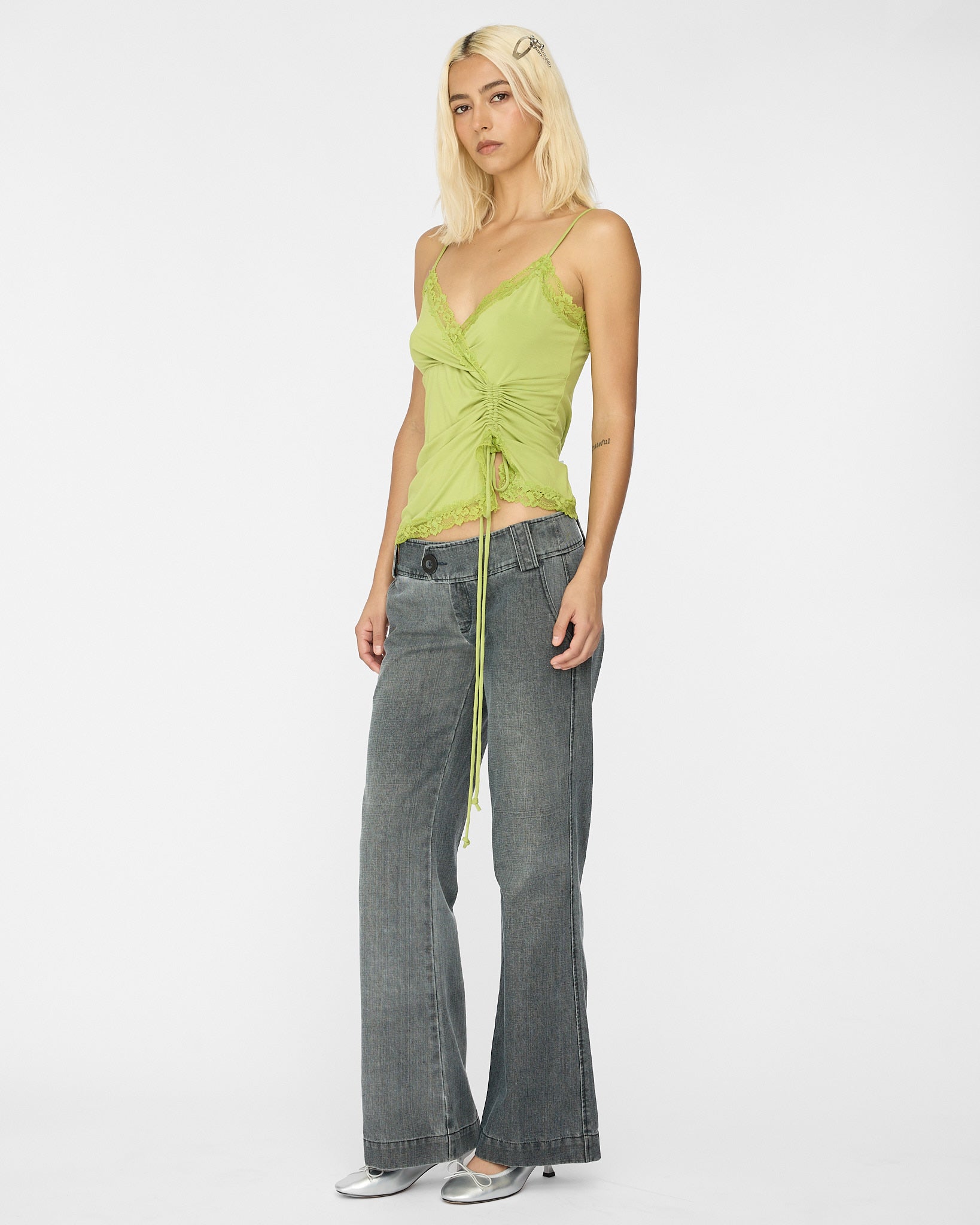Straight Leg Lightweight Jeans - Washed Charcoal Denim