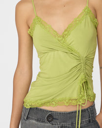 [PRE-ORDER] Adjustable Drawstring Lace Cami - Chartreuse