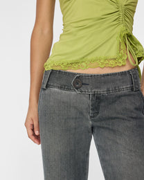 Straight Leg Lightweight Jeans - Washed Charcoal Denim