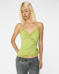 [PRE-ORDER] Adjustable Drawstring Lace Cami - Chartreuse