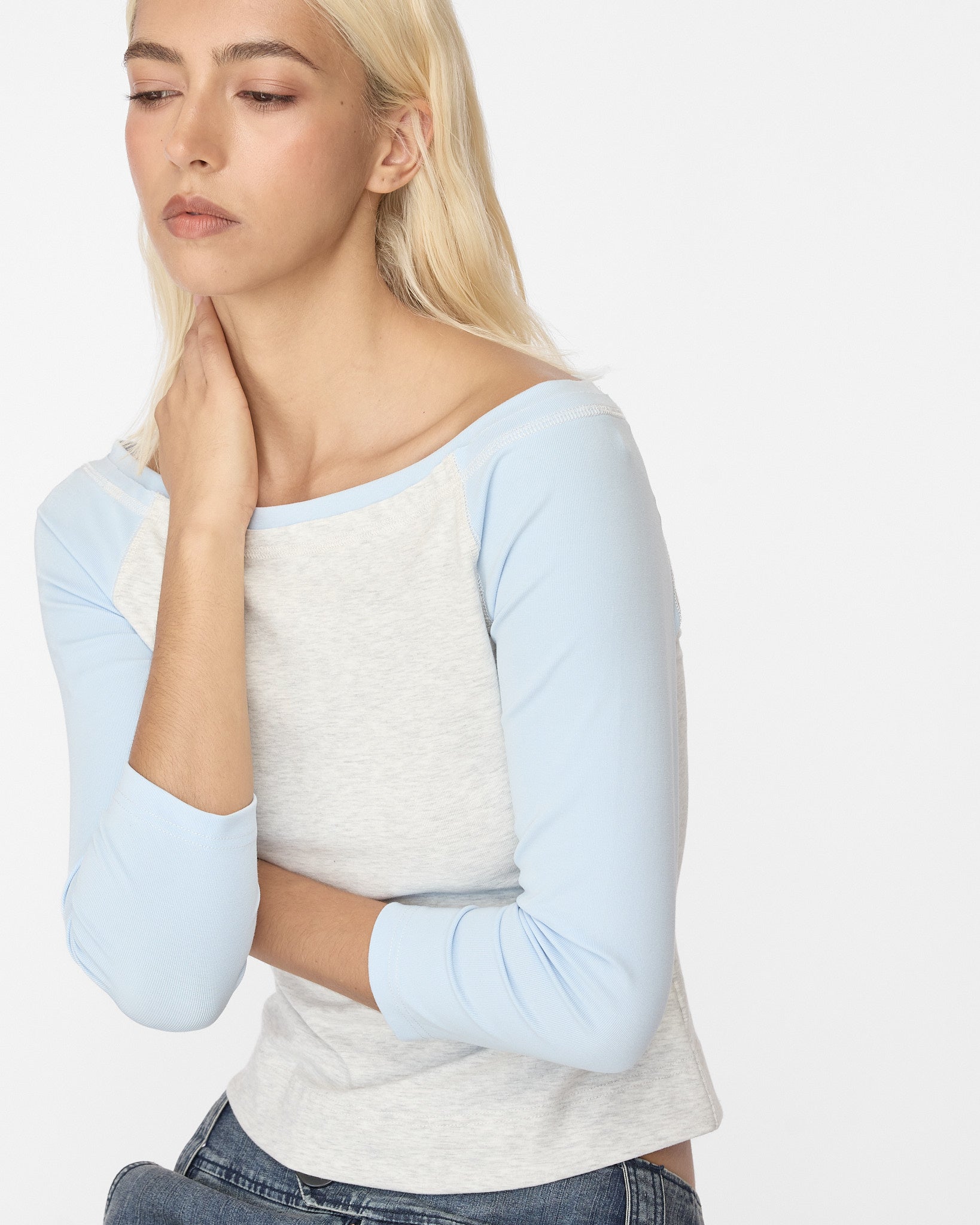 Sporty Contrast Long Sleeve - Contrast Blue