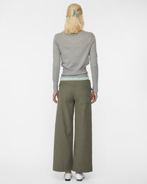 Wide Waistband Tie Pant - Khaki