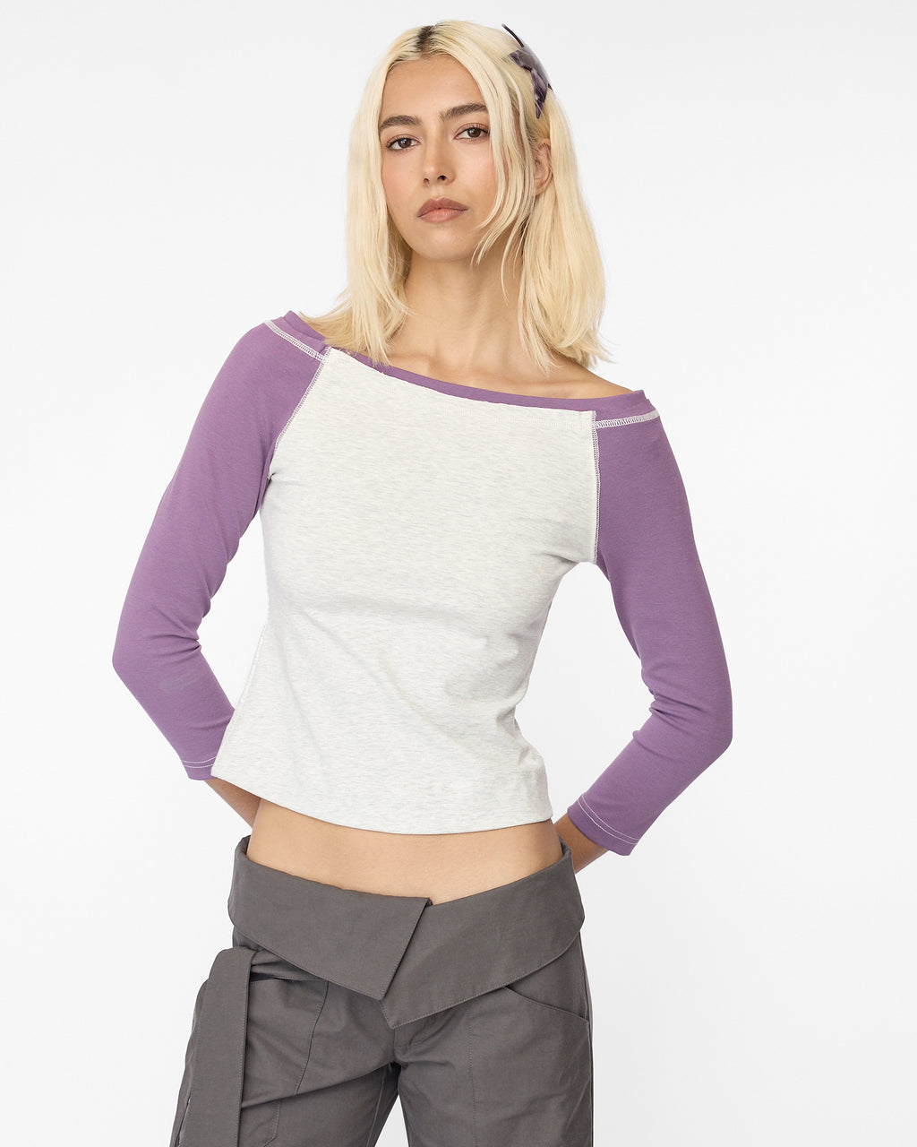 Sporty Contrast Long Sleeve - Contrast Plum