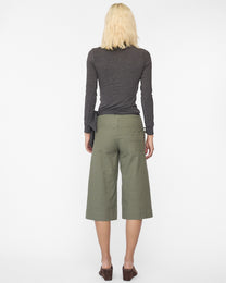 Wide Waistband Tie Capri - Khaki