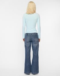 Layered Boat Neck Long Sleeve - Icy Blue Marle Grey