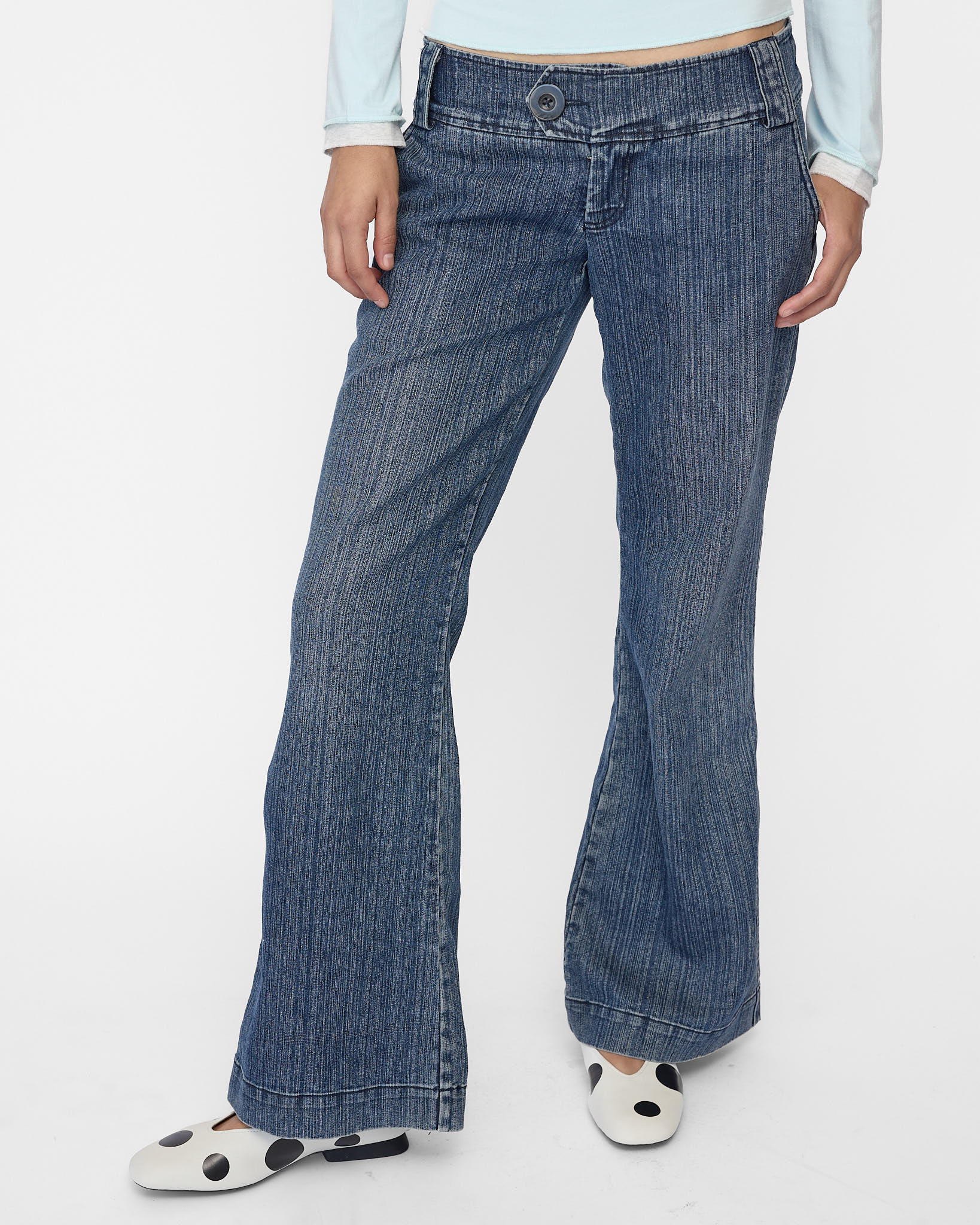 Straight Leg Lightweight Jeans - Striped Vintage Denim